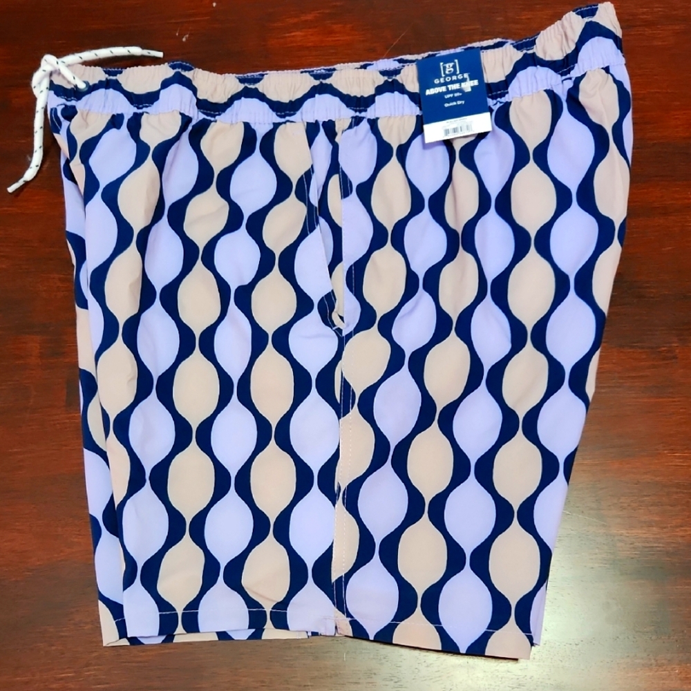 ‼️3 for $13‼️NWT Men's Blue, Purple and Beige Patterned Swim Trunks